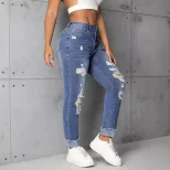 Womens Slim Fit Ripped Straight Leg Jeans Trendy Casual Style Perfect for Everyday Wear Wholesal