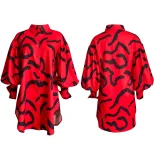 Loose Fit Floral Print Shirt Dress Plus Size Elegant Collar Comfortable Fabric Casual Office Wea