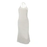 Womens Spring Set Sexy Backless U Neck Tank Top Elegant Solid Color Midi Skirt Casual or Evening