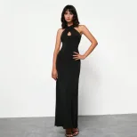 Womens Backless High Waisted Maxi Dress Elegant Design Spring Summer Fashion Comfortable Fabric