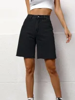 Loose Fit Womens Denim Shorts Washed Fabric Casual Style Summer Essential Wholesale Available