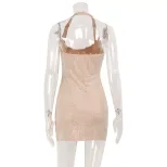 Bodycon Mini Dress Halter Neck Backless Rhinestone Embellished Chic Party Wear Wholesale Availab