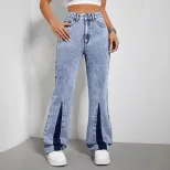 High Waisted Wide Leg Denim Pants Loose Fit Floor Length Casual Style Perfect for Everyday Wear