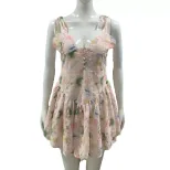 Womens Lace A Line Mini Dress Sexy Waist Defining Spaghetti Straps Perfect for Parties or Night