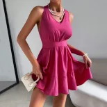 Backless A Line Mini Dress High Waist Halter Neck Summer Fashion Perfect for Parties and Night O