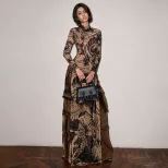 Fashionable Sheer Long Sleeve High Neck Top Sexy High Slit Design Spring Collection for Women Wh