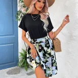 Elegant Summer Dress Fashionable Floral Print Color Block Design Comfortable Fit Perfect for Cas