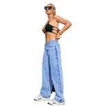 High Waisted Loose Fit Denim Trousers Slimming Casual Trendy Womens Fashion for Everyday Wear Wh