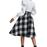 High Waisted A Line Plaid Skirt Fashionable Versatile Elegant Perfect for Casual or Office Wear