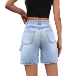 High Waisted Straight Leg Denim Shorts Stylish Casual Comfortable Summer Fashion for Women Whole