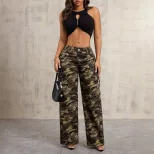Camouflage Wide Leg Cargo Pants Casual Style Streetwear Trend Comfortable Fit Wholesale Availabl