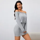 Off Shoulder Bodycon Dress Sexy Fit Short Length Spring Summer Style Wholesale Available custom