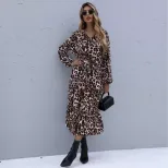 Leopard Print Midi Dress Long Sleeve Autumn Winter Style Trendy Design Wholesale Available custo