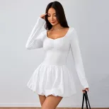 Womens White Bodycon Mini Dress High Waist Slim Fit Simple Design Spring Summer Fashion Wholesal