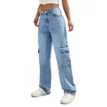 Loose Fit Wide Leg Pocket Denim Work Pants Trendy Casual Style Ideal for Everyday Wear Wholesale