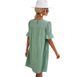 Casual Loose Fit Bell Sleeve Dress Fashionable Design European and American Style Perfect for Ev