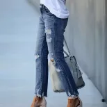 Womens Casual Ripped Skinny Jeans Stretch Fabric Slim Fit Distressed Design Perfect for Everyday