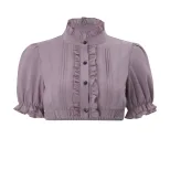 Womens Lantern Sleeve Blouse Stylish Sweet Versatile Ruffle Trim Spring Fashion Top Wholesale Av