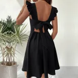 Floral Print A Line Dress Sweet Sleeveless Design Ideal for Vacation or Beach Wholesale Availabl