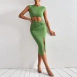Sleeveless Knit Bodycon Dress Sexy Hollow Out Design Elegant for Parties and Events Wholesale Av