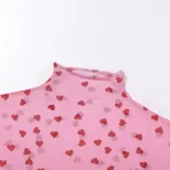 Short Cropped T Shirt Sweet Floral Print Sheer Fabric Casual Style Perfect for Summer Outings Wh