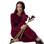 Womens Soft Modal Two Piece Set Casual Tie Waist Top and Cuffed Pants Spring and Autumn Fashion