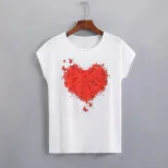 Womens Casual Heart Print T Shirt Comfortable Stylish Spring Summer Wholesale Available custom p