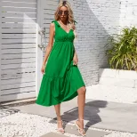 Womens Casual Beach Maxi Dress Waist Defined Spaghetti Straps Flowy Skirt Perfect for Vacation o