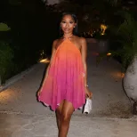 Summer Womens Fashion Dress Halter Neck Backless Bodycon Fit Gradient Color Perfect for Parties