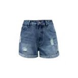 Womens Distressed Denim Shorts High Waist Ripped Design Casual Style Perfect for Summer Outings
