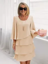 Fashionable Womens Cake Dress Loose Fit Round Neck Spring Summer Style Perfect for Casual Occasi