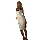 Elegant Sleeveless Midi Dress Color Block Satin Fabric Fashionable Summer Style for Women Wholesale Available
