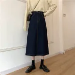 2022春秋新款中长款包臀高腰a字开叉显瘦百搭裙子牛仔裙半身裙女