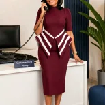 Elegant OL Bodycon Dress Fashionable 5 Point Sleeve Suitable for African and European Styles Who