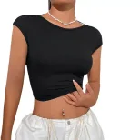 Womens Sexy Backless T Shirt Short Sleeve Sweet and Spicy Style Spring Summer Fashion Wholesale