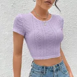 Knitted Crop Top Solid Color Hollow Out Sexy Design Spring Summer Fashion for Women Wholesale Av