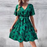 Fashionable Womens V Neck Dress Comfortable Fabric Elegant Style Suitable for Casual Occasions W