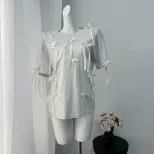Womens Summer Loose Fit Short Sleeve T Shirt Bohemian Fringe Design 100 Cotton Casual Style Whol