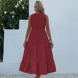 Summer Casual Sleeveless Dress Loose Fit Solid Color Comfortable Fabric Perfect for Everyday Wea