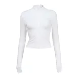 Womens Long Sleeve Zip Up Cardigan Slim Fit Half High Neck Trendy Style Perfect for Casual Outin