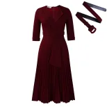 Plus Size African Dress Stylish Suit Collar Pleated Waist Design Fall Winter Collection Wholesal