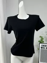 Womens Basic Solid Color T Shirt Slim Fit Short Sleeve Comfortable Fabric Casual Spring Summer W