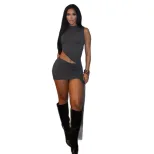 Summer Womens Dress Solid Color Ruffled Design Stylish Round Neck Bodycon Fit Casual Party Wear