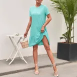 Casual Slim Fit Solid Color Dress Elegant Style Comfortable Fabric Perfect for Everyday Wear Who