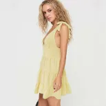 A Line Backless Dress Solid Color Waist Defining Sleeveless Bow Detail Beach Vacation Wear Whole
