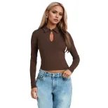 Womens Long Sleeve Hollow Out Turtleneck Top Sexy Fit Spring Summer Style Perfect for Layering o
