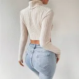 Womens Knit Crop Top Sexy Hollow Design Irregular Hem Long Sleeve Spring Summer Fashion Wholesal