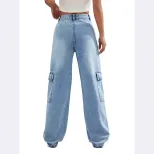 Loose Fit Wide Leg Pocket Denim Work Pants Trendy Casual Style Ideal for Everyday Wear Wholesale