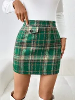High Waisted Plaid Mini Skirt Stylish Design Bodycon Fit Trendy for Casual Wear Wholesale Availa