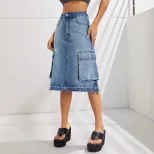 High Waisted Denim Skirt Slim Fit Casual Style Versatile Design Perfect for Everyday Wear Wholes